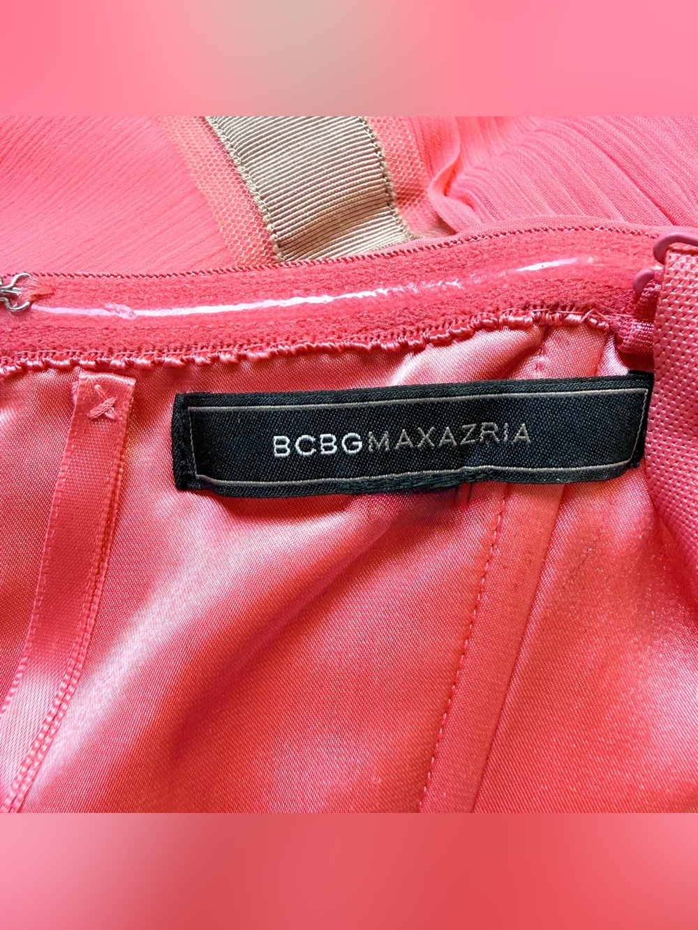 BCBGMaxAzria 2 Pink Coral Pleated Bodice Grecian Drape Style Formal Dress Size 2 - Picture 7 of 17